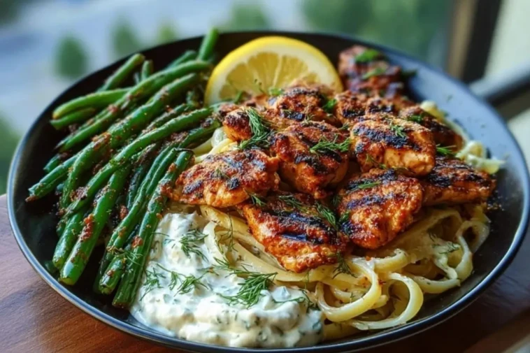 Smoky Paprika Chicken Alfredo with Lemon Feta Whip & Charred Green Beans 1