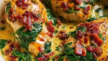 Smothered Baked Chicken with Creamed Spinach and Sun-Dried Tomatoes Recipe