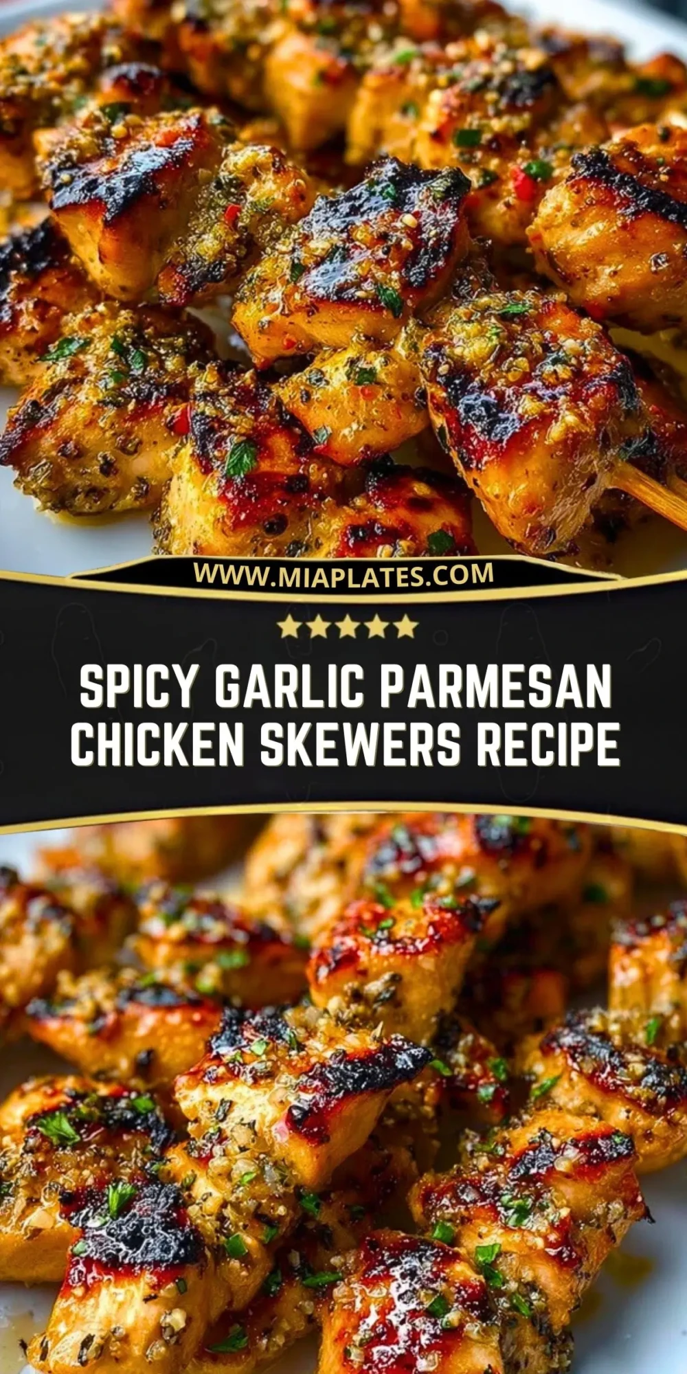 Spicy Garlic Parmesan Chicken Skewers Recipe Pin 1