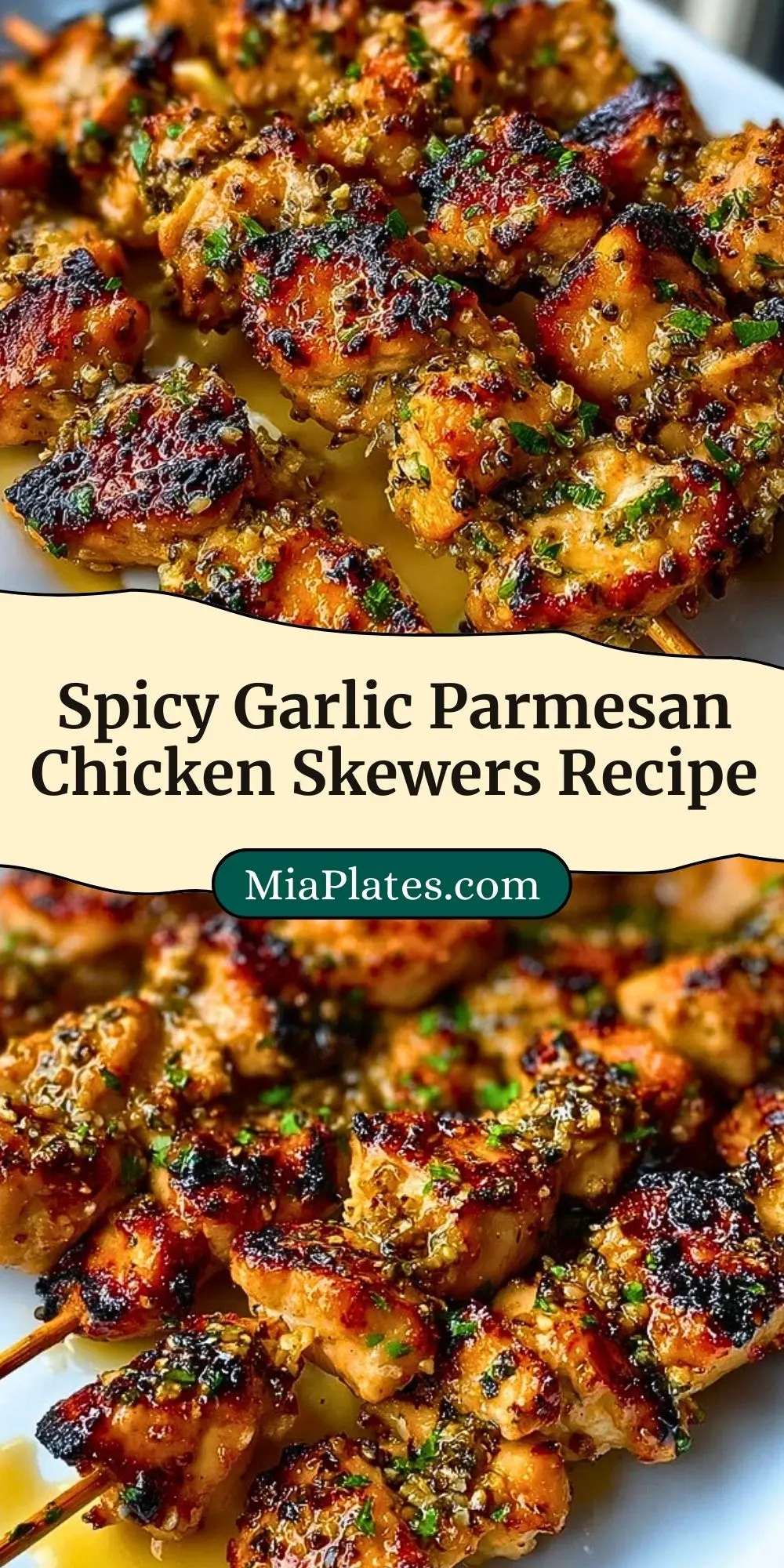 Spicy Garlic Parmesan Chicken Skewers Recipe Pin 2