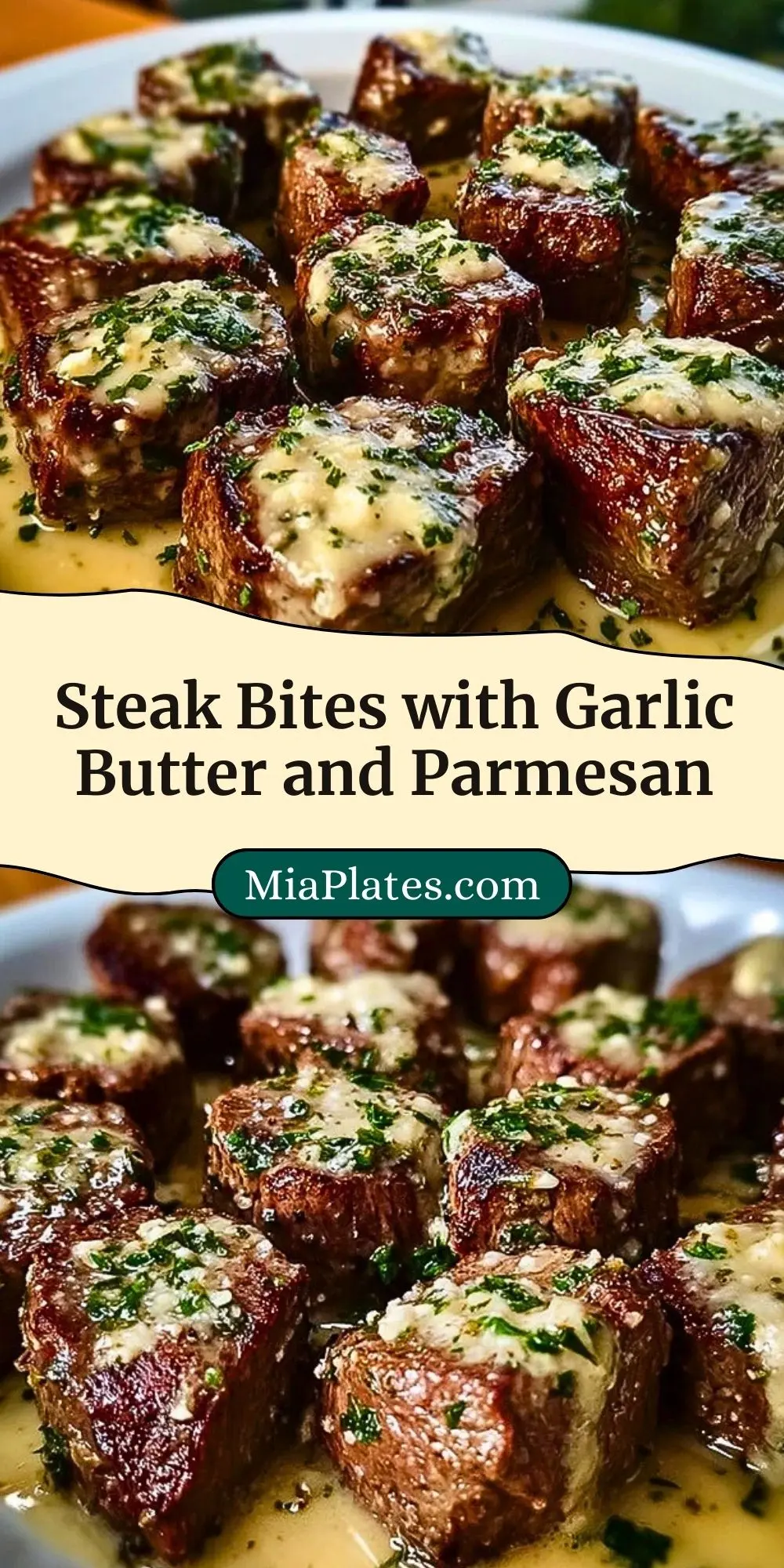 Steak Bites with Garlic Butter and Parmesan Pin 2
