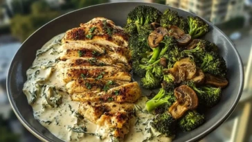 Ultimate Greek Chicken Alfredo Recipe with Crispy Parmesan Broccoli 1