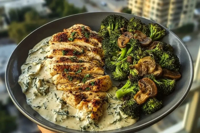 Ultimate Greek Chicken Alfredo Recipe with Crispy Parmesan Broccoli 1