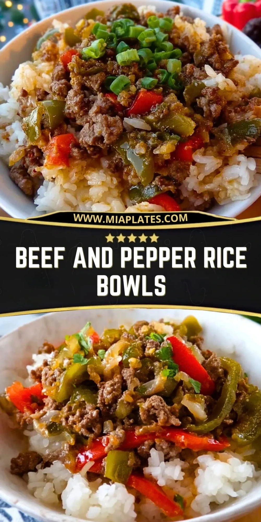 Beef and Pepper Rice Bowls Pin 1