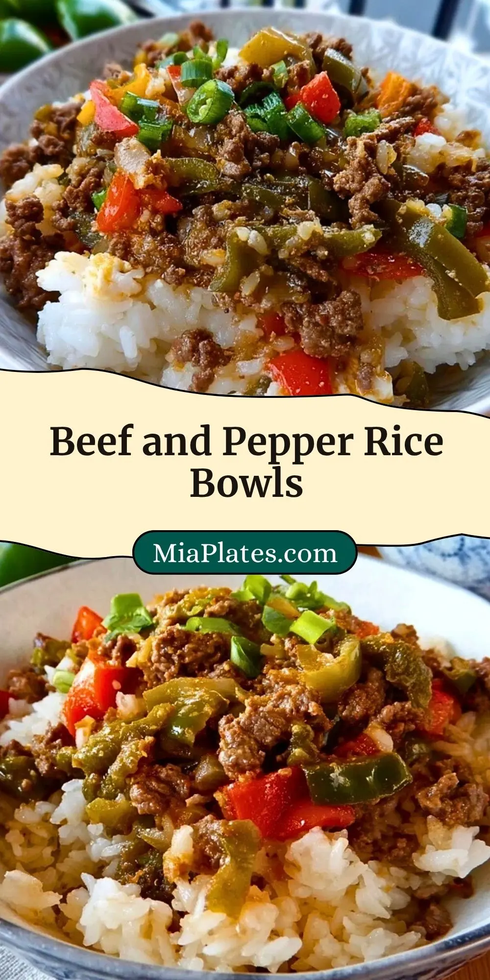 Beef and Pepper Rice Bowls Pin 2