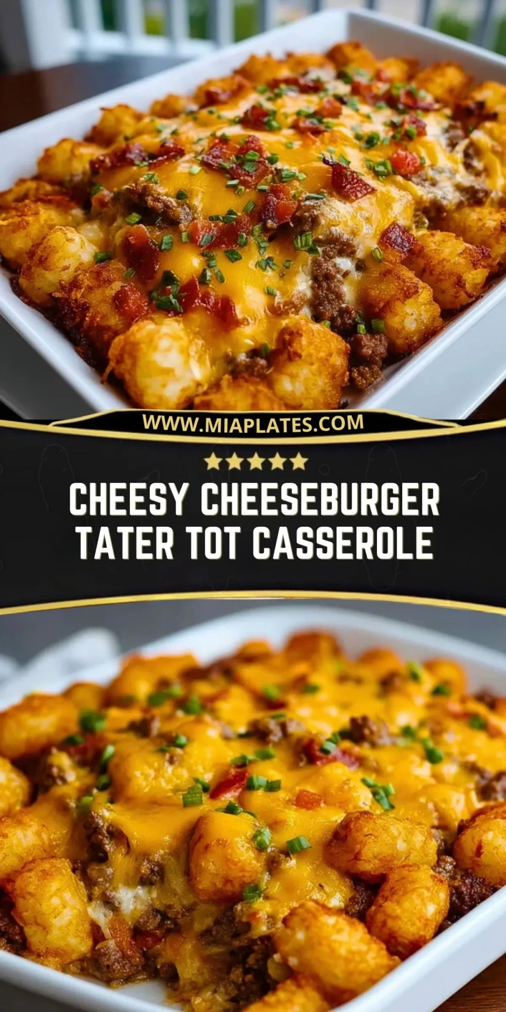 Cheesy Cheeseburger Tater Tot Casserole Pin 1