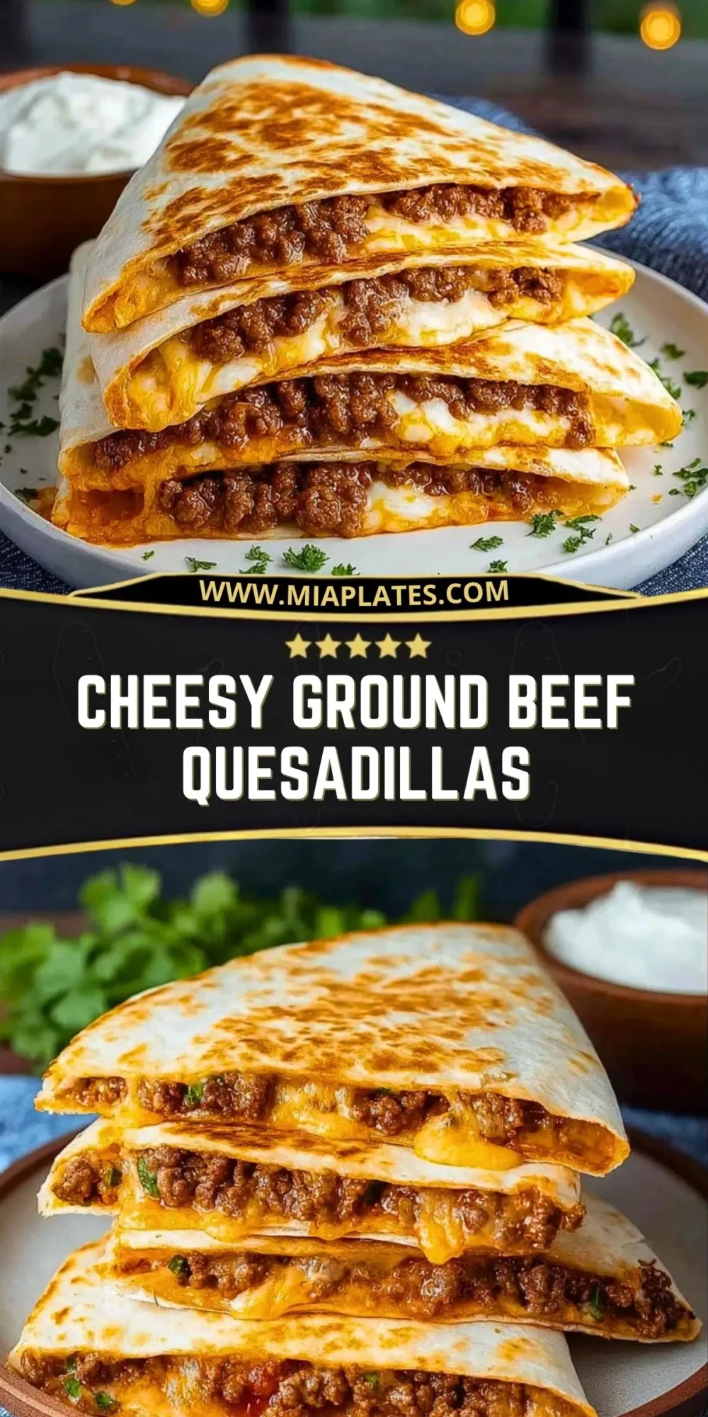 Cheesy Ground Beef Quesadillas Pin 1