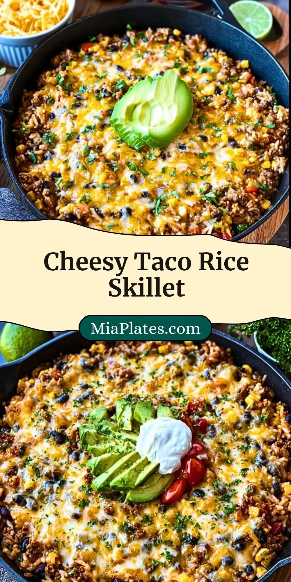 Cheesy Taco Rice Skillet Pin 2