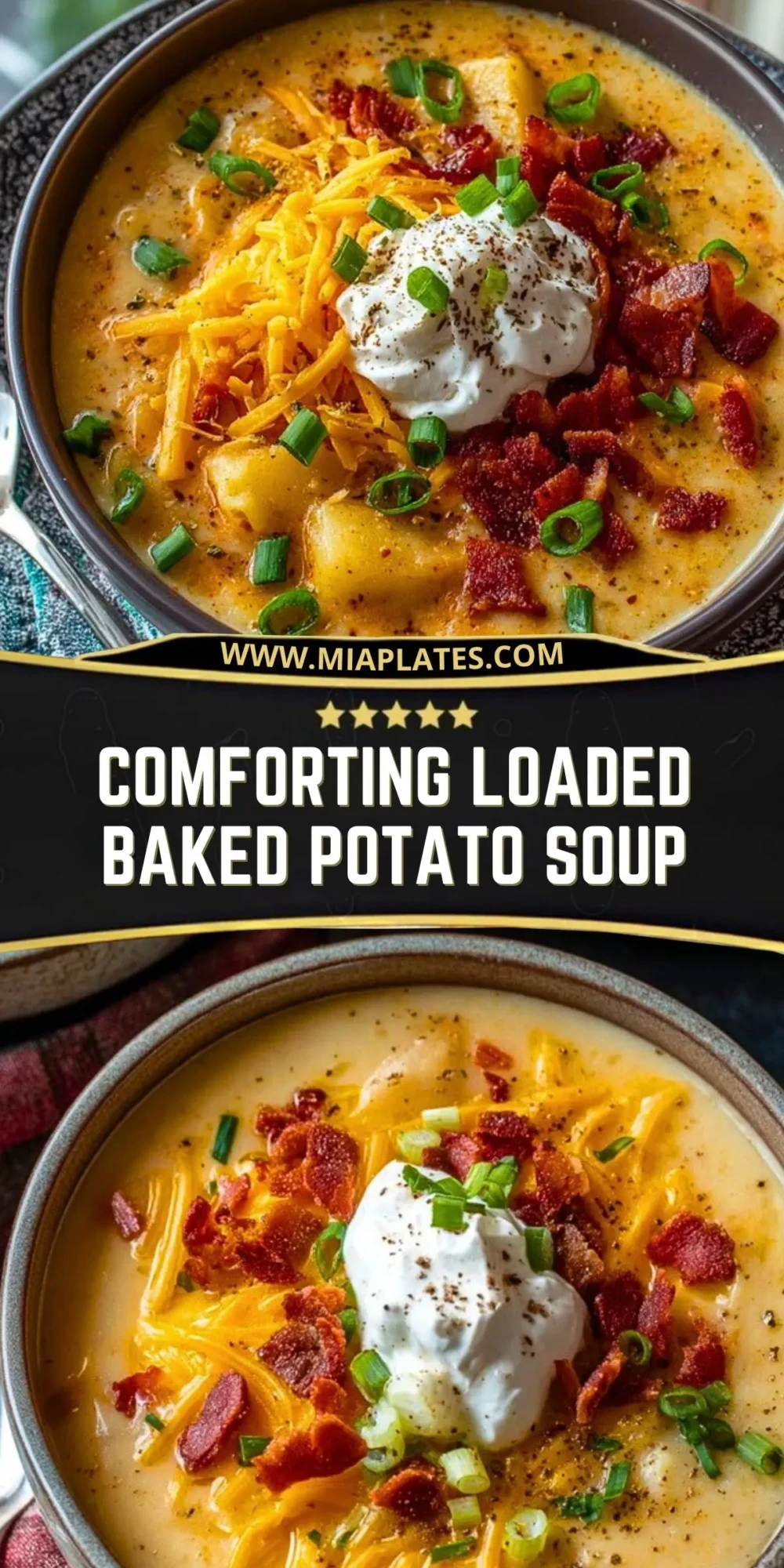 Comforting Loaded Baked Potato Soup Pin 1