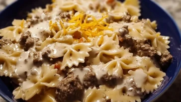Creamy Beef and Bowtie Pasta 1