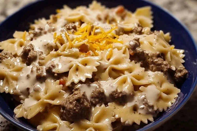 Creamy Beef and Bowtie Pasta 1