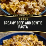 Creamy Beef and Bowtie Pasta Pin 1