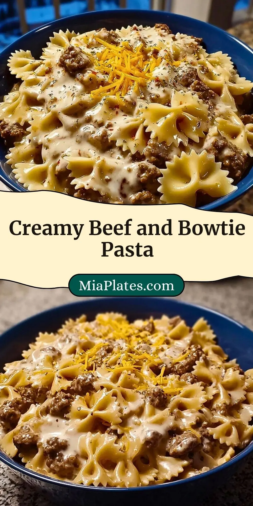 Creamy Beef and Bowtie Pasta Pin 2