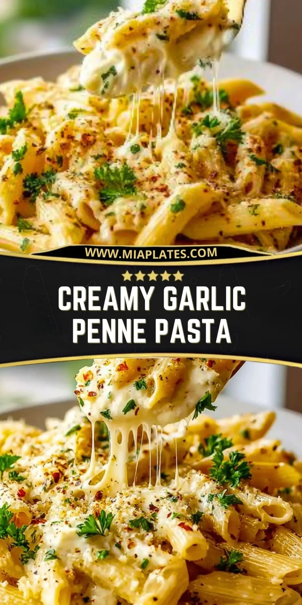 Creamy Garlic Penne Pasta Pin 1