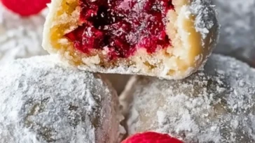 raspberry-filled-almond-snowball-cookies-2