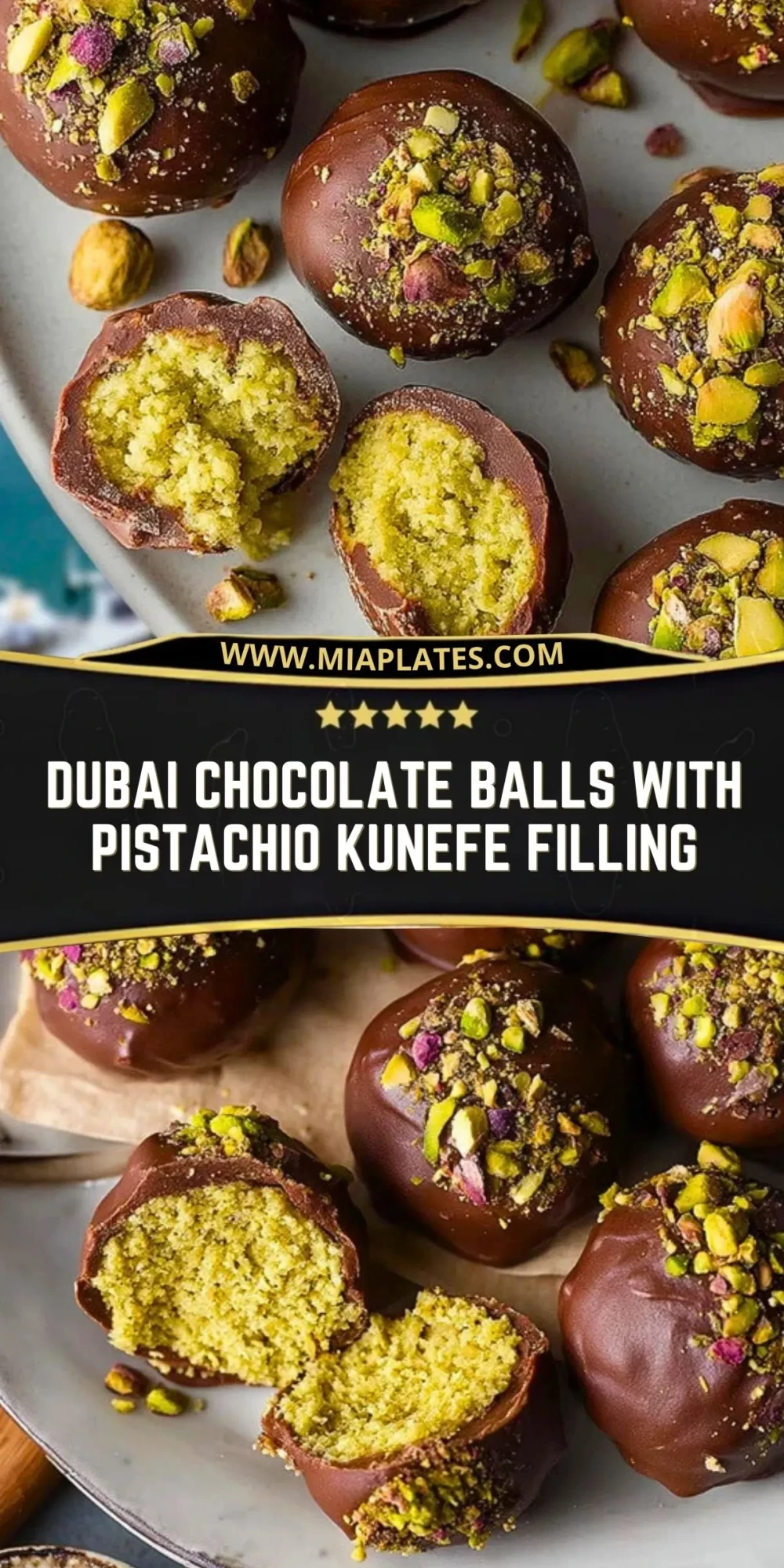 Dubai Chocolate Balls with Pistachio Kunefe Filling Pin 1