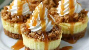 Easy Apple Crisp Mini Cheesecakes