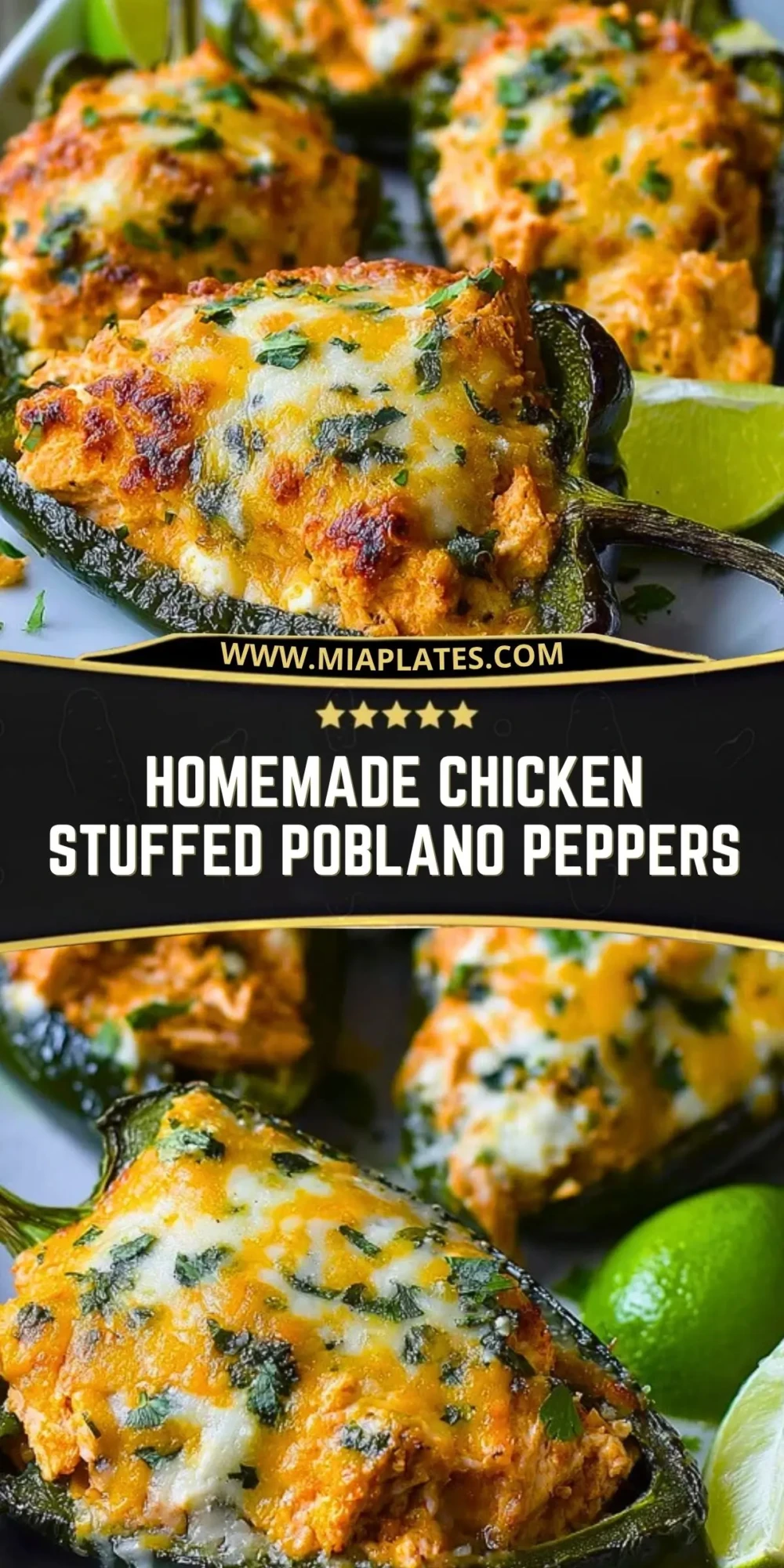 Homemade Chicken Stuffed Poblano Peppers Pin 1