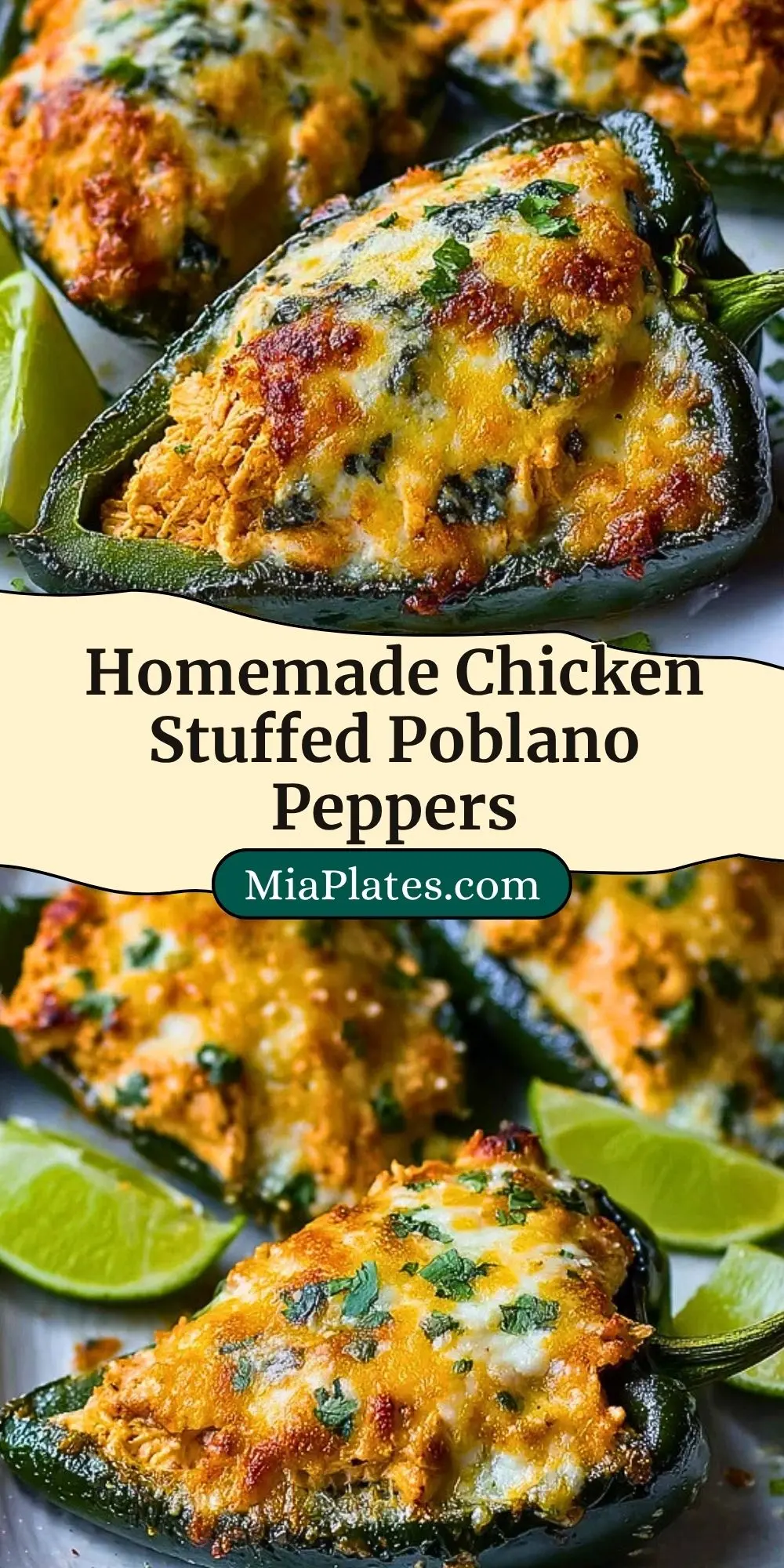 Homemade Chicken Stuffed Poblano Peppers Pin 2