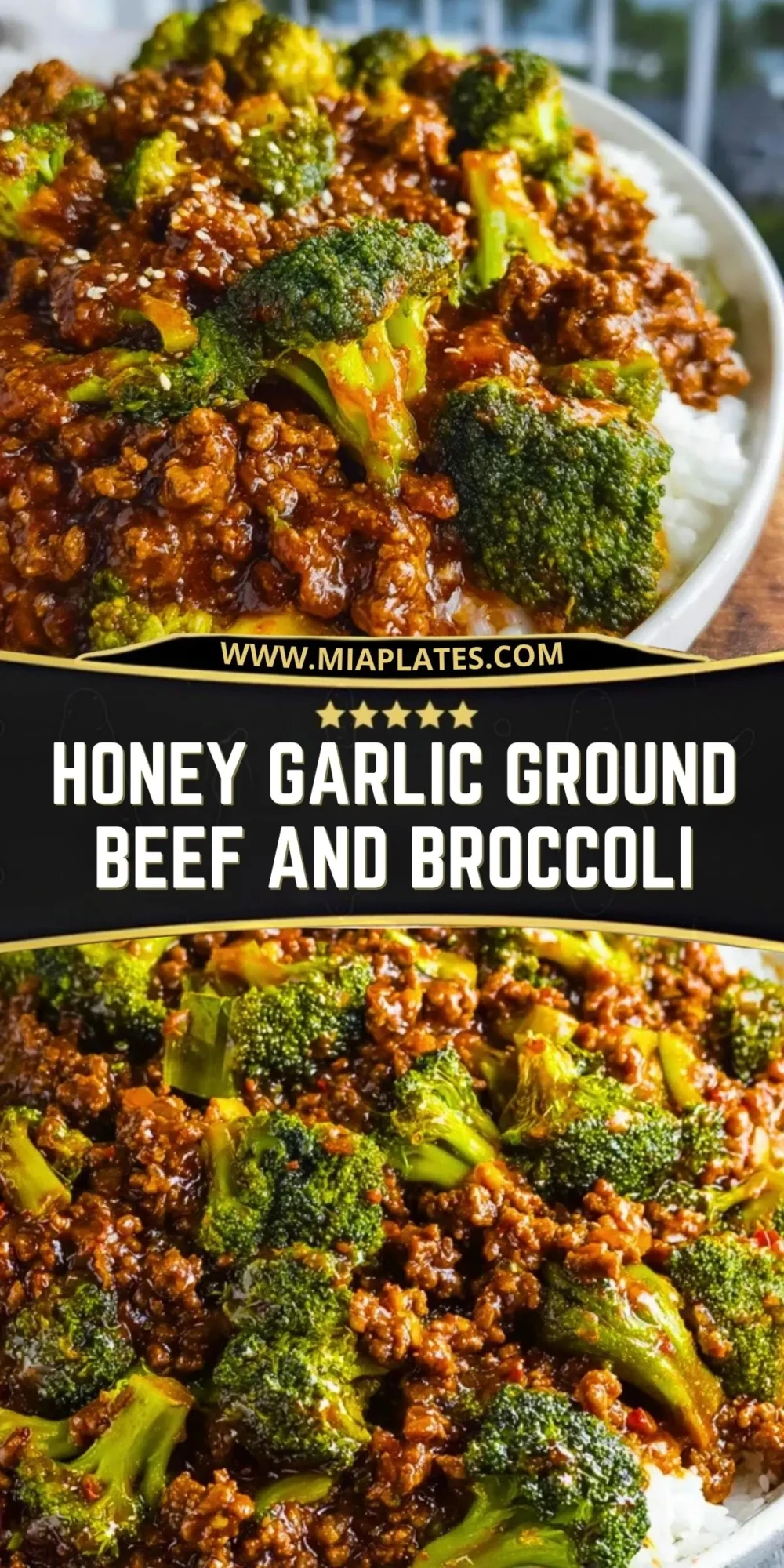 Honey Garlic Ground Beef and Broccoli Pin 1