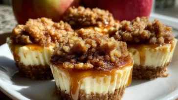 Irresistible Apple Crisp Mini Cheesecakes