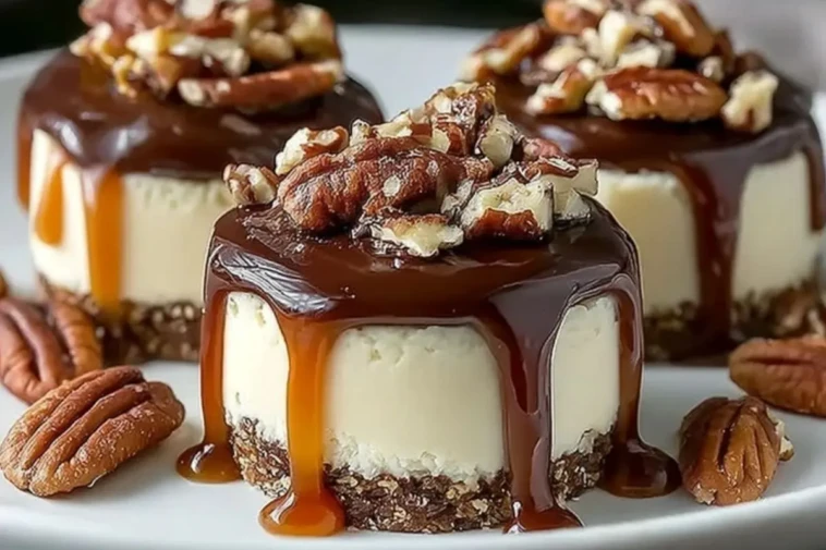 No Bake Turtle Mini Cheesecake