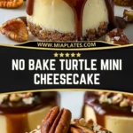 No Bake Turtle Mini Cheesecake Pin 1
