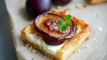 Plum & Cheese Puff Pastry Tarts