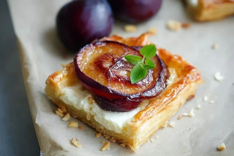 Plum & Cheese Puff Pastry Tarts