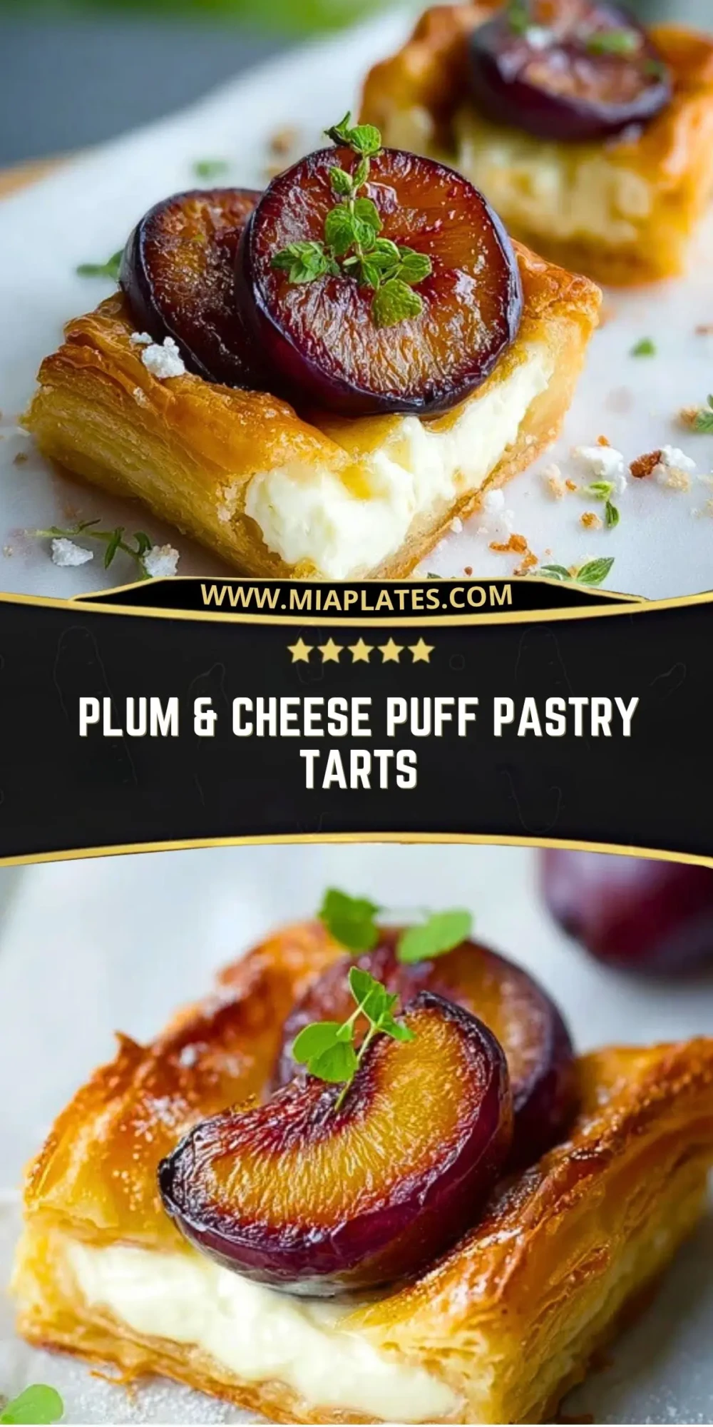 Plum & Cheese Puff Pastry Tarts Pin 1