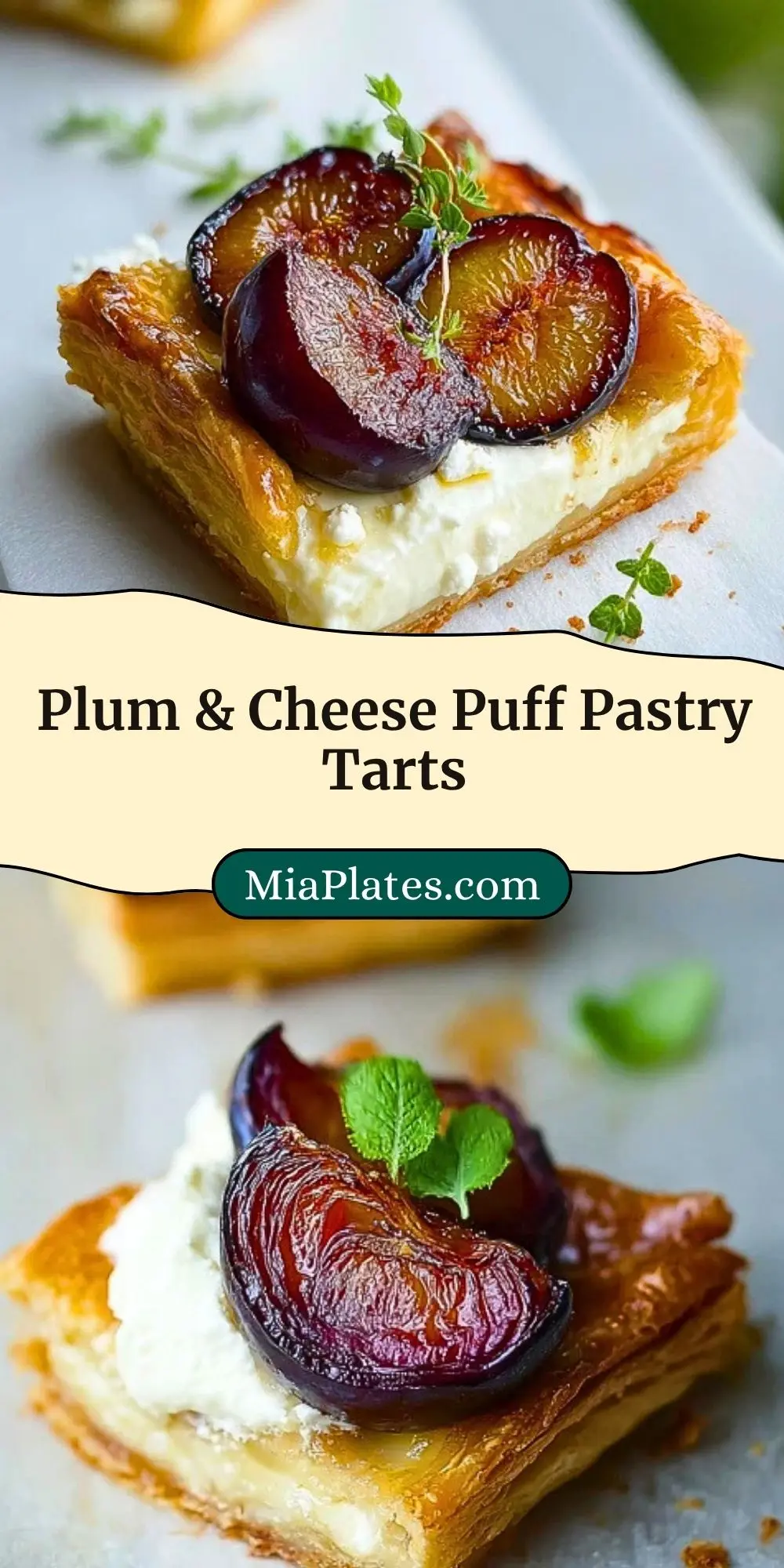 Plum & Cheese Puff Pastry Tarts Pin 2