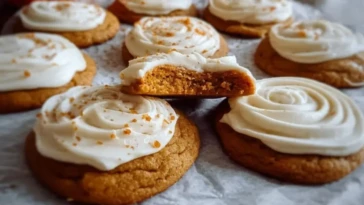 Pumpkin Sugar Cookies with Cream Cheese Frosting