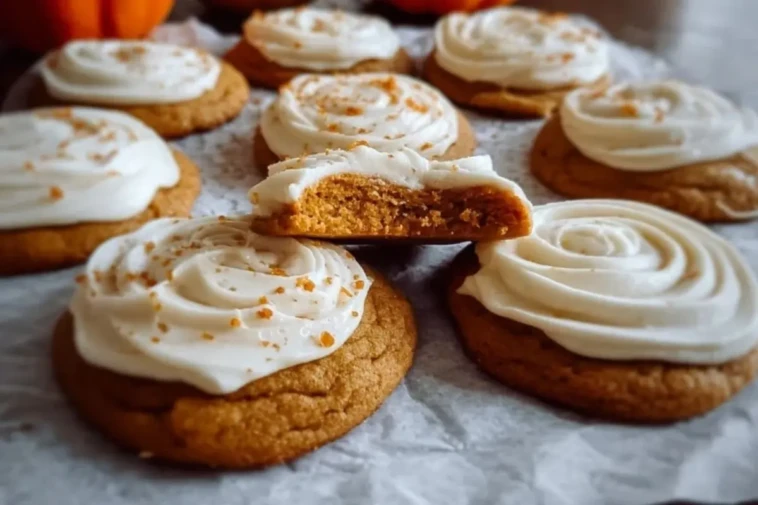 Pumpkin Sugar Cookies with Cream Cheese Frosting