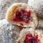 Raspberry-Filled Almond Snowball Cookies 1