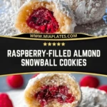 Raspberry-Filled Almond Snowball Cookies Pin 1