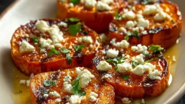 Roasted Sweet Potato Rounds with Honey & Feta