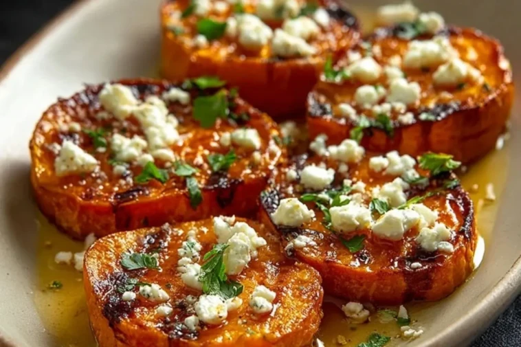 Roasted Sweet Potato Rounds with Honey & Feta