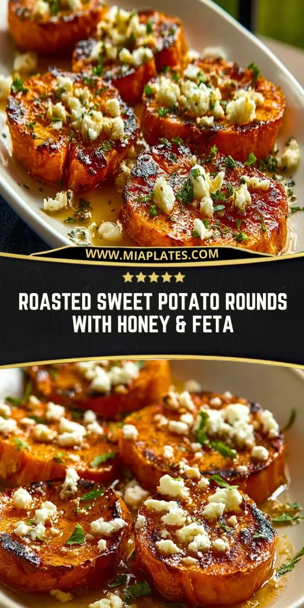 Roasted Sweet Potato Rounds with Honey & Feta Pin 1