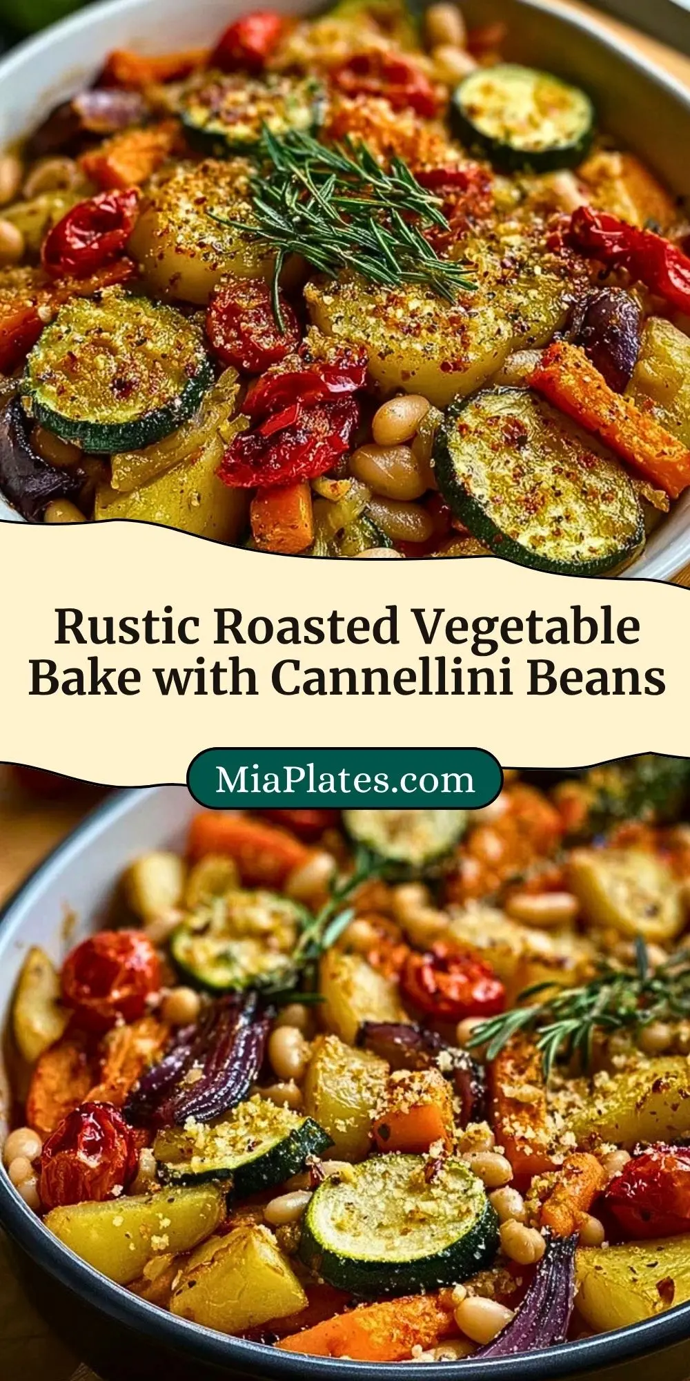 Rustic Roasted Vegetable Bake with Cannellini Beans Pin 2