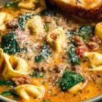 Sausage Tortellini Soup with Spinach & Fennel