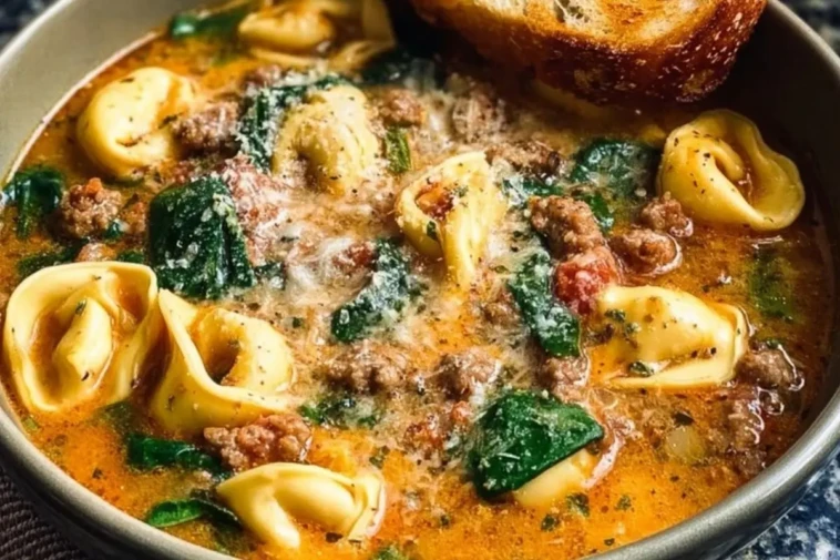 Sausage Tortellini Soup with Spinach & Fennel