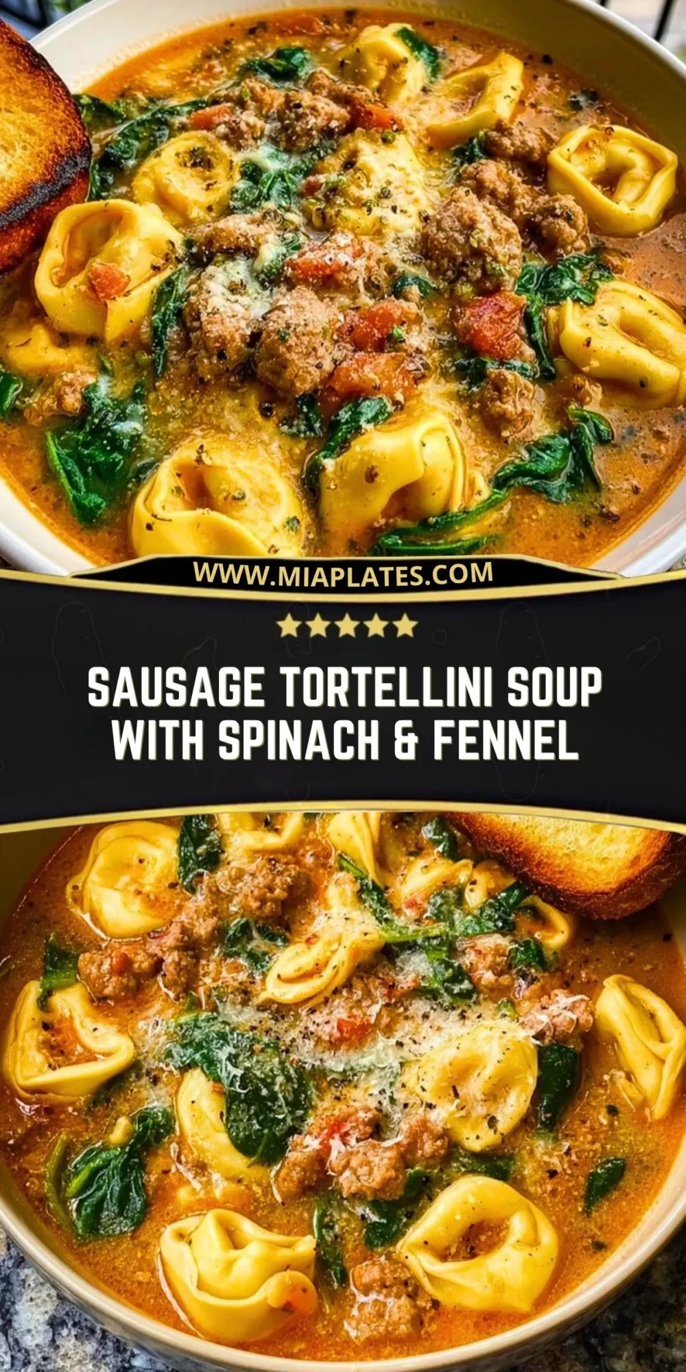 Sausage Tortellini Soup with Spinach & Fennel Pin 1