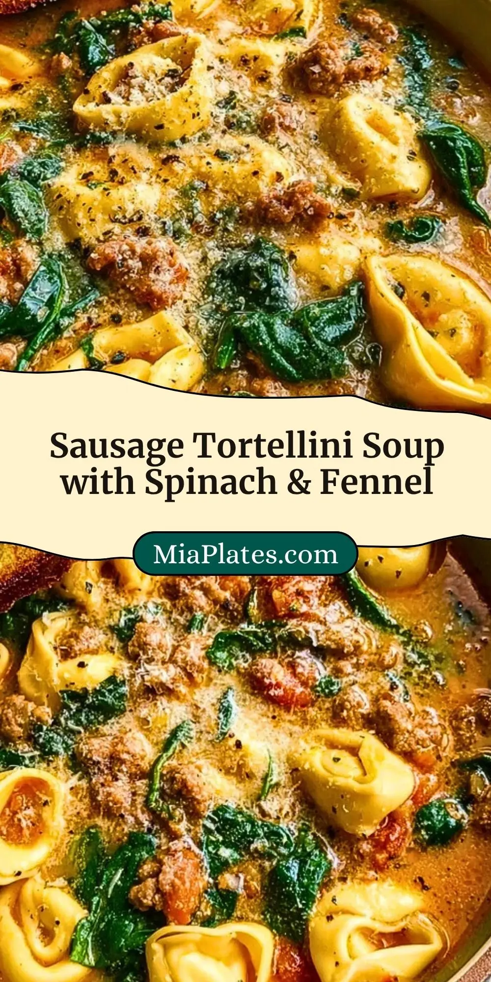 Sausage Tortellini Soup with Spinach & Fennel Pin 2