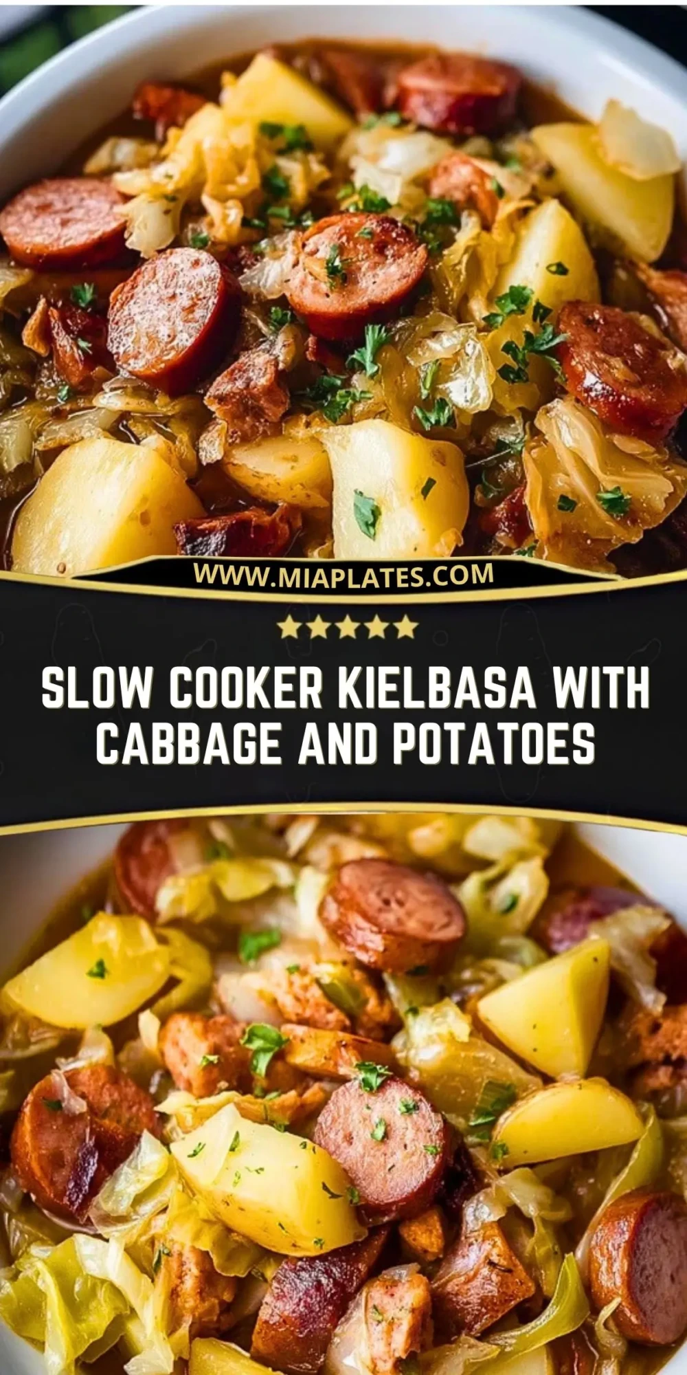 Slow Cooker Kielbasa with Cabbage and Potatoes Pin 1