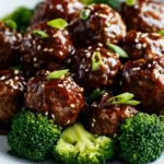 Sticky Mongolian Meatballs and Broccoli 1