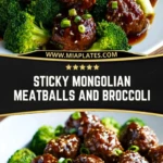 Sticky Mongolian Meatballs and Broccoli Pin 1