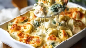 Cheesy Chicken Tortellini Bake for Two