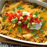 Creamy Mexican Rice & Chicken Dinner Casserole