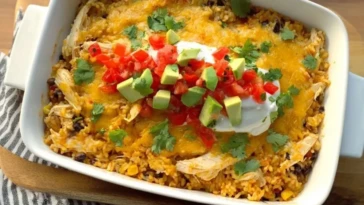 Creamy Mexican Rice & Chicken Dinner Casserole
