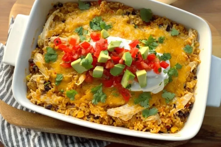 Creamy Mexican Rice & Chicken Dinner Casserole